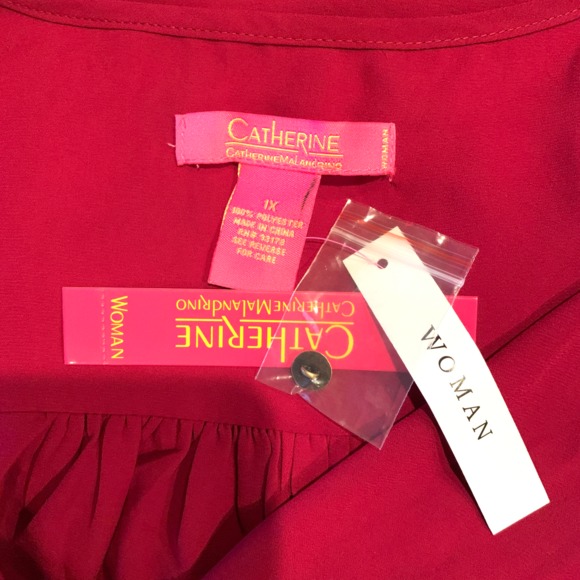 Catherine Malandrino Split Neck Chiffon Blouse 1X - Picture 3 of 4